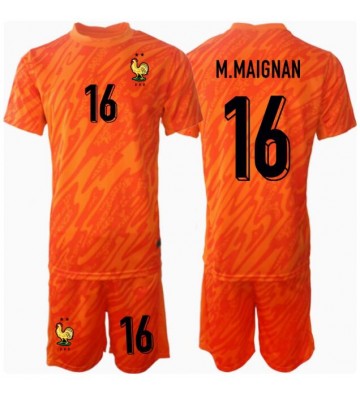 Frankrike Mike Maignan #16 Målvakt Bortatröja Barn EM 2024 Kortärmad (+ Korta byxor)